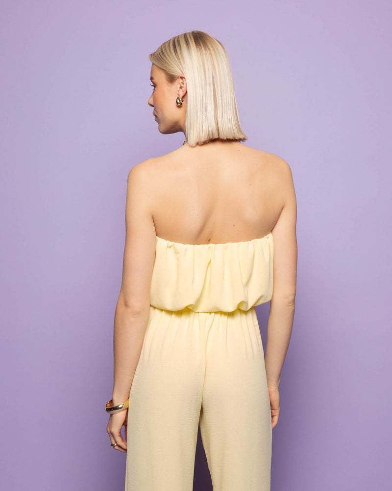 JULIE BUBBLE HEM BANDEAU TOP BUTTER YELLOW