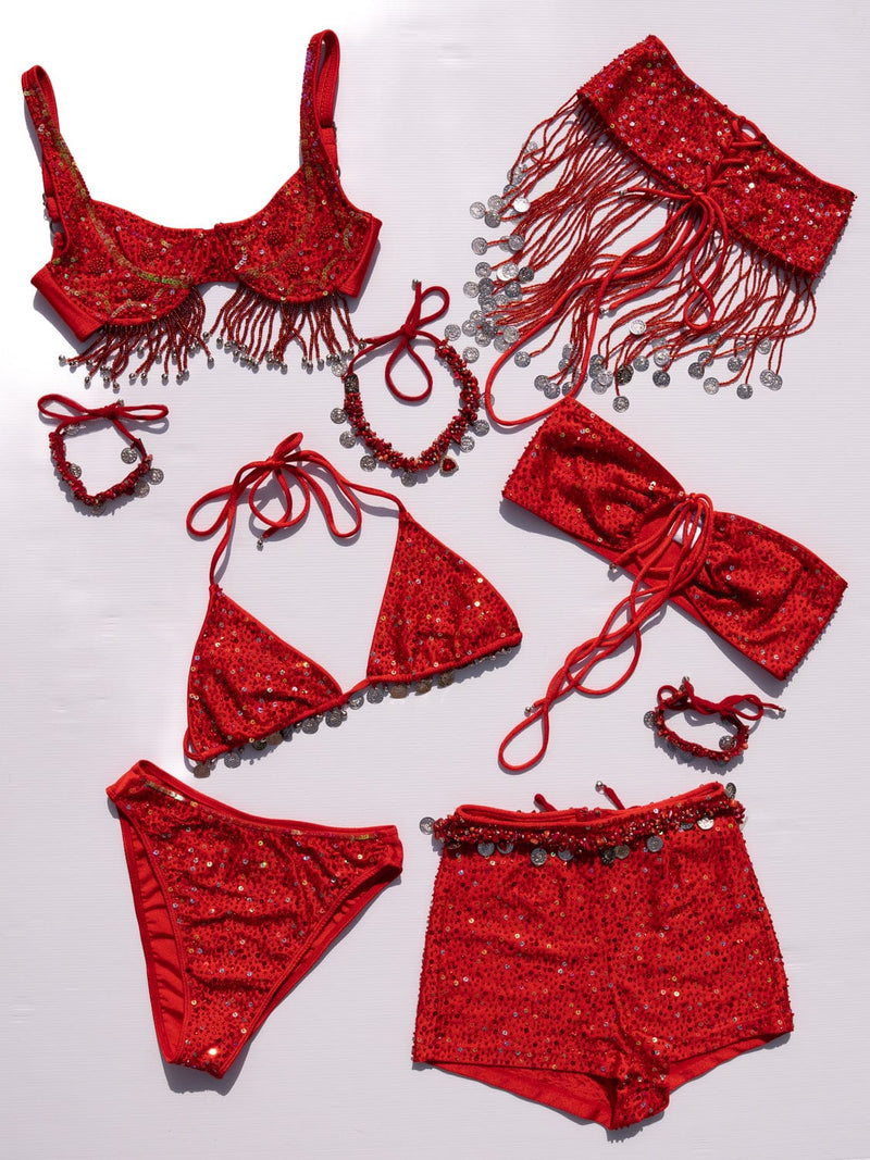 AMETHYST TIE FRONT BANDEAU - RED