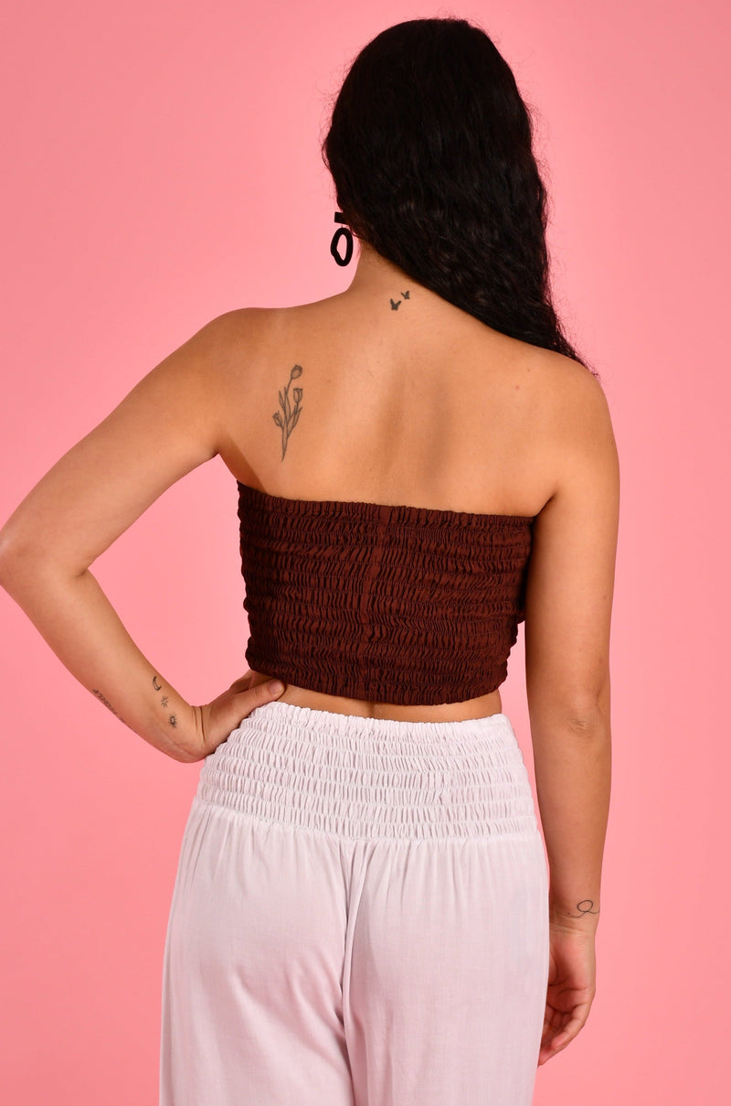 VGLT088 - RIBBON BANDEAU TOP - CHOCOLATE