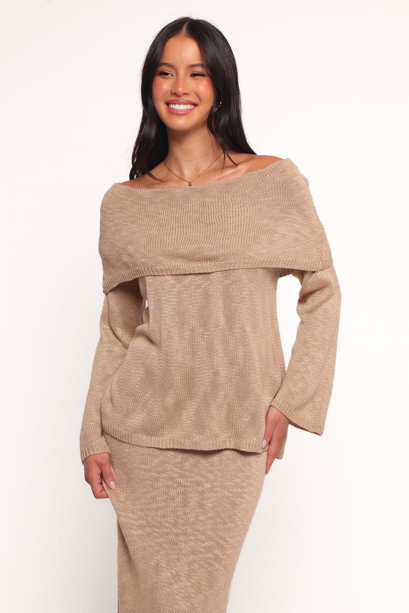 Indya Off Shoulder Top - Mocha