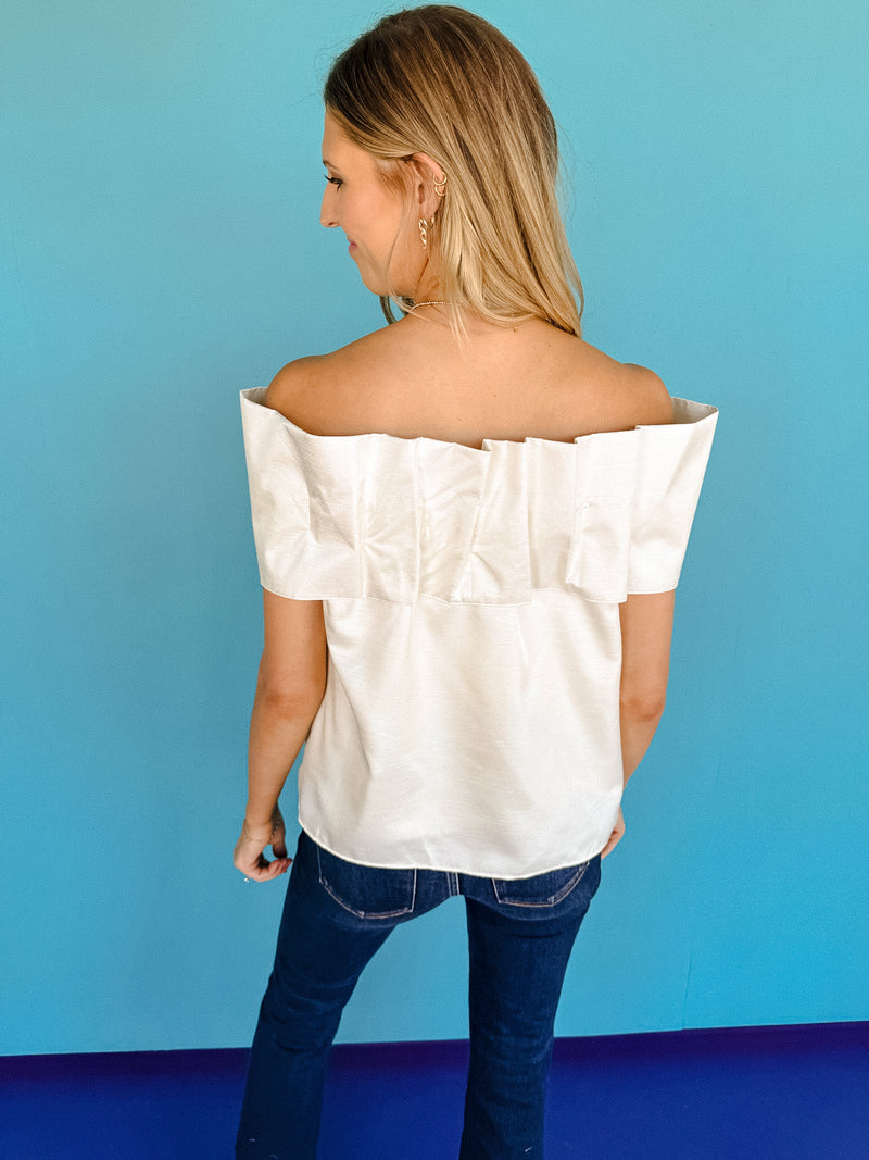 Eloise Off-The-Shoulder Bow Top - Oyster