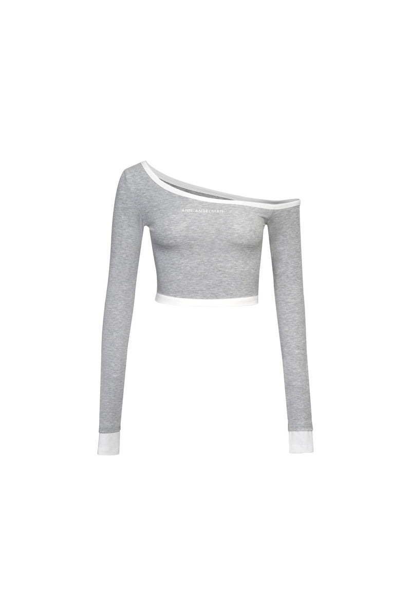 Grey Faux Two-piece Off-the-shoulder Top