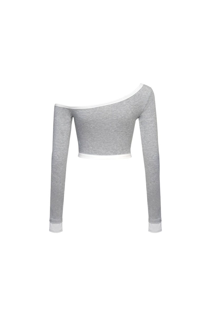 Grey Faux Two-piece Off-the-shoulder Top