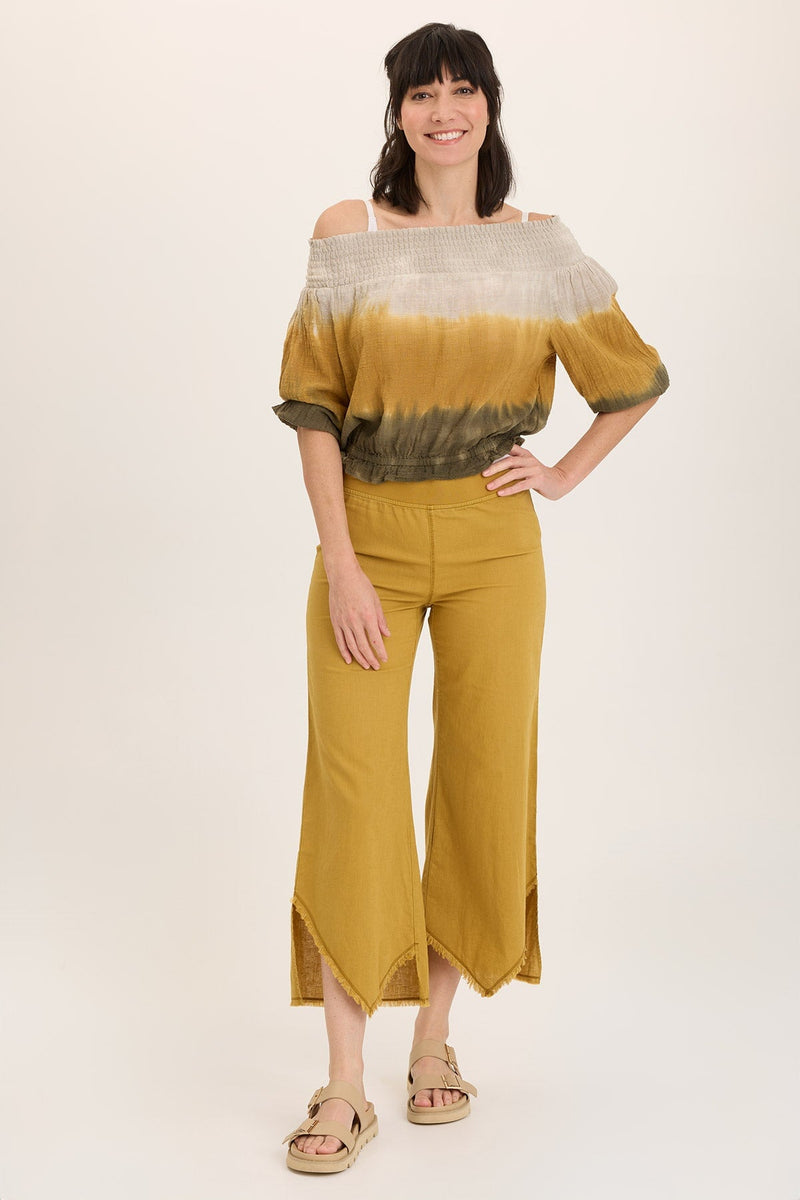 Jolia Gauze Off-Shoulder Billow Sleeve Top