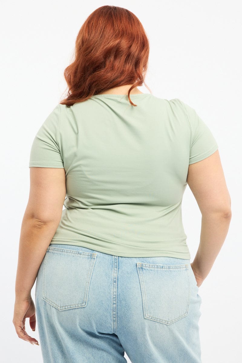 Green Top Short Sleeve Scoop Neck Supersoft