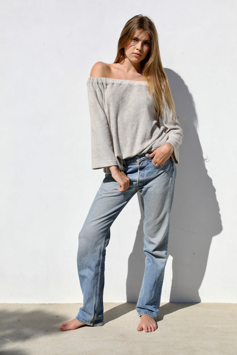The On or Off the Shoulder Top - Thin Textured Terry