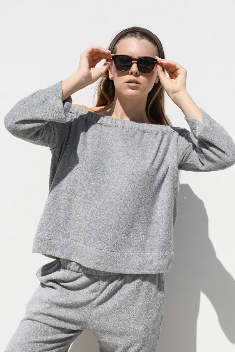 The On or Off the Shoulder Top - Thin Textured Terry