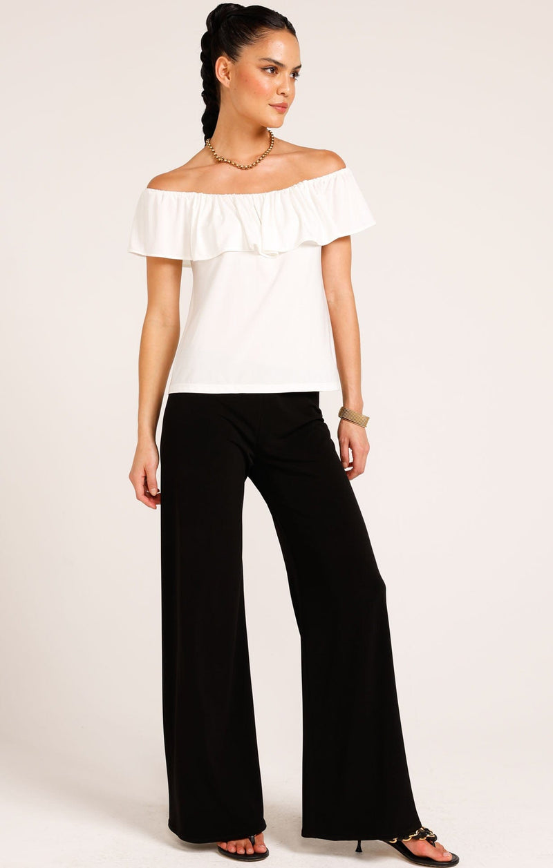 OFF SHOULDER FRILL TOP IN IVORY