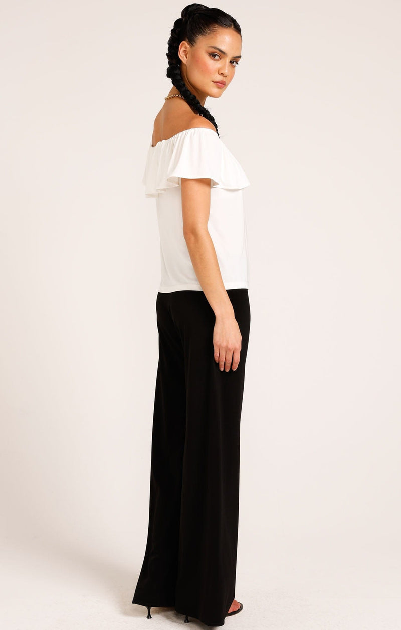 OFF SHOULDER FRILL TOP IN IVORY