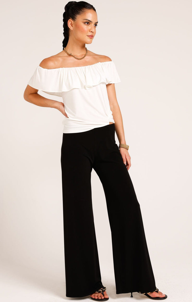 OFF SHOULDER FRILL TOP IN IVORY
