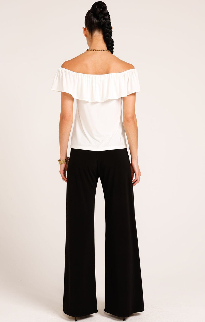 OFF SHOULDER FRILL TOP IN IVORY
