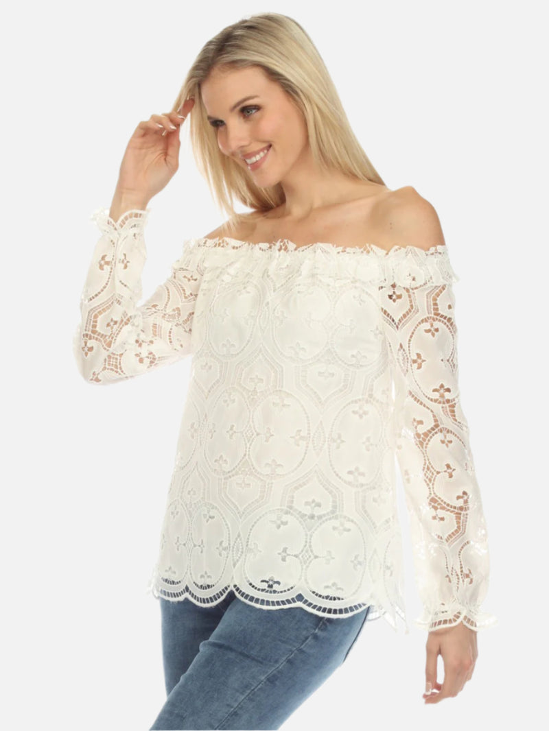 Marcy Off Shoulder Eyelet Blouse