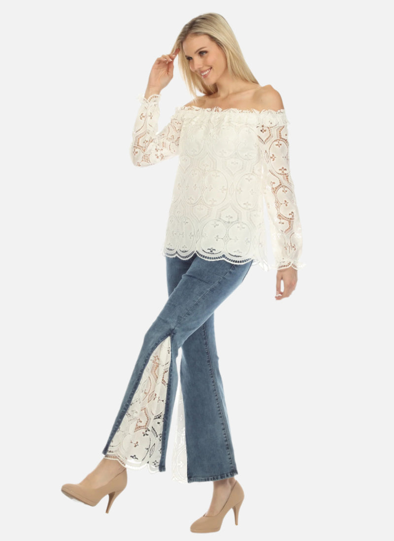 Marcy Off Shoulder Eyelet Blouse