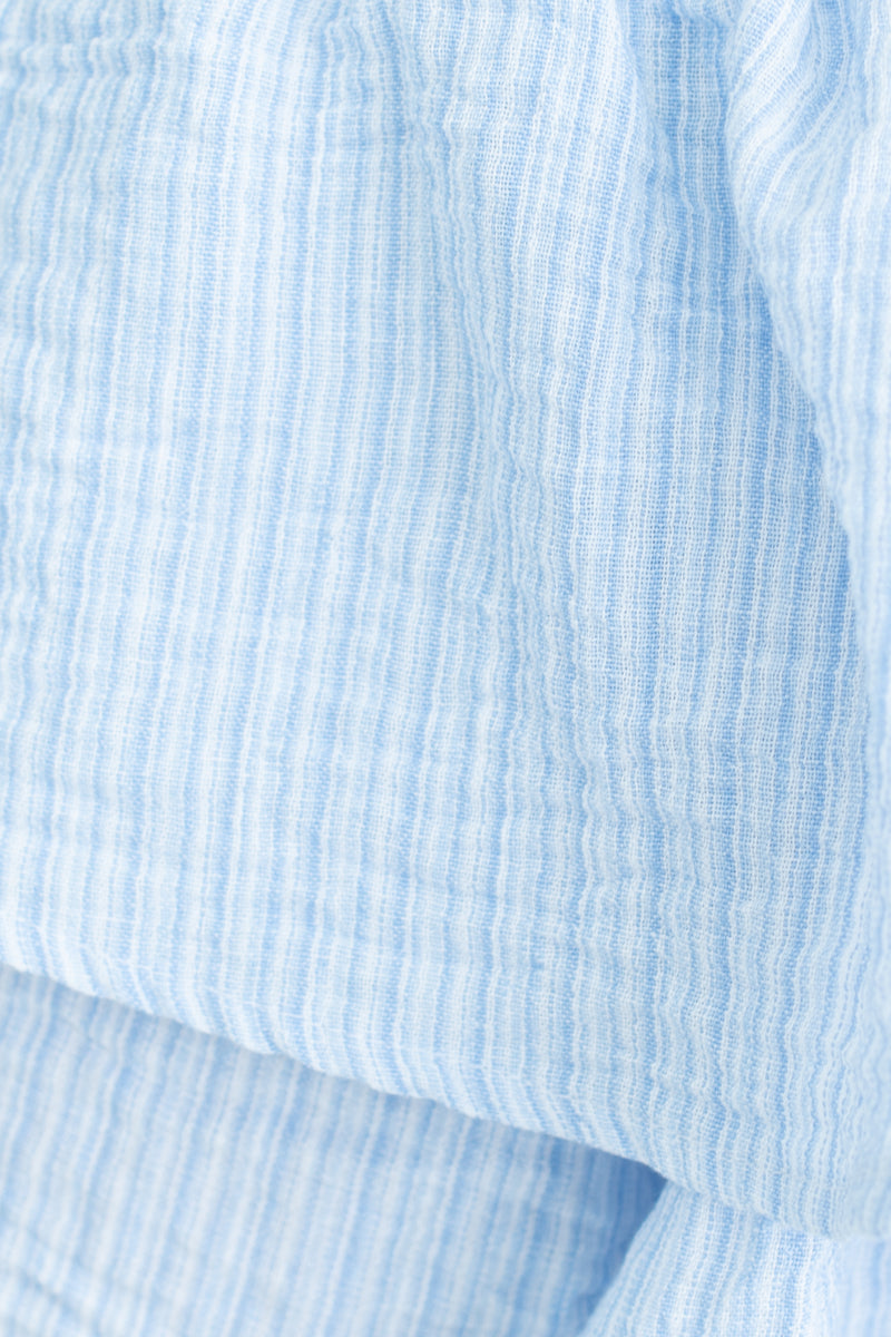 Striped Ruffle Off-Shoulder Top In Light Blue