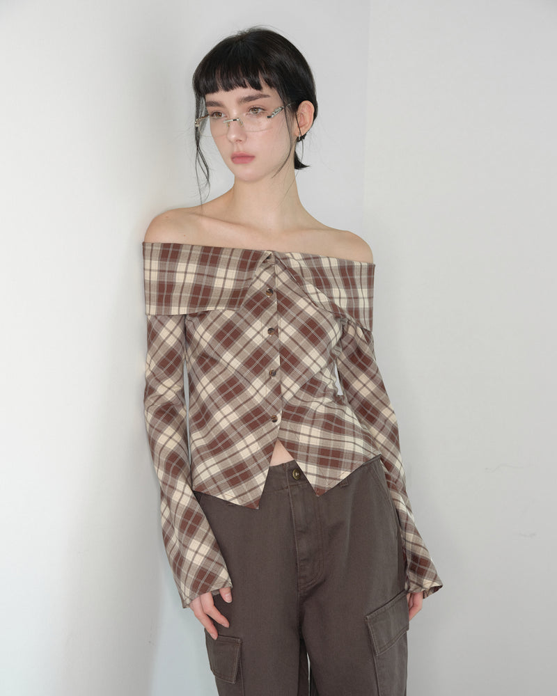 Check Off-shoulder(ivory)