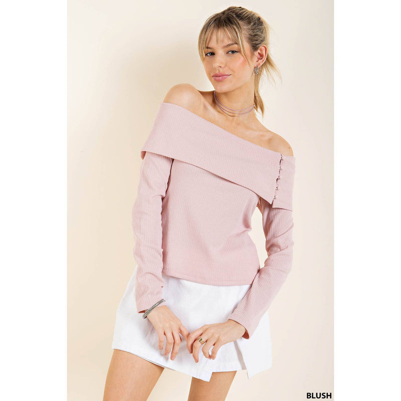 Textured Off Shoulder Knit Top