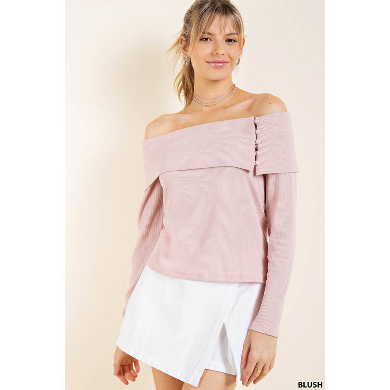 Textured Off Shoulder Knit Top
