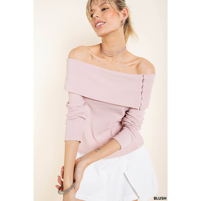 Textured Off Shoulder Knit Top