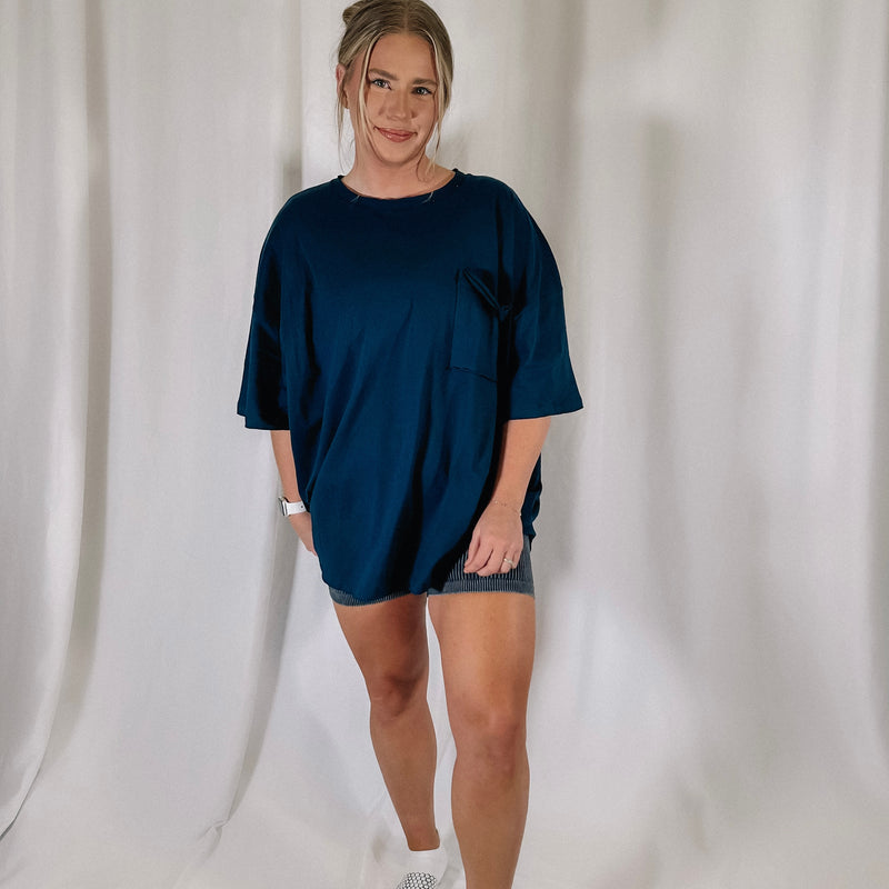 Laid Back Oversized Boyfriend Tee - Midnight - LAST ONE