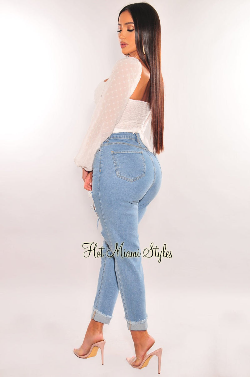 White O-Ring Cut Out Long Sleeve Wrap Around Crop Top