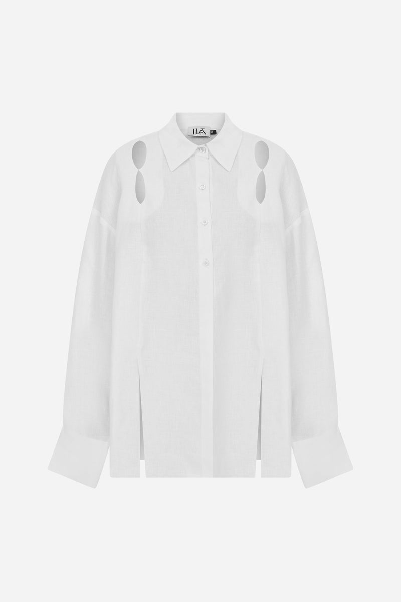 Alda - Linen Shirt With Cut Out Details