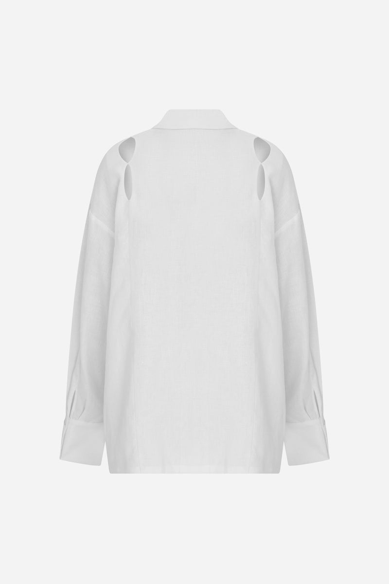 Alda - Linen Shirt With Cut Out Details