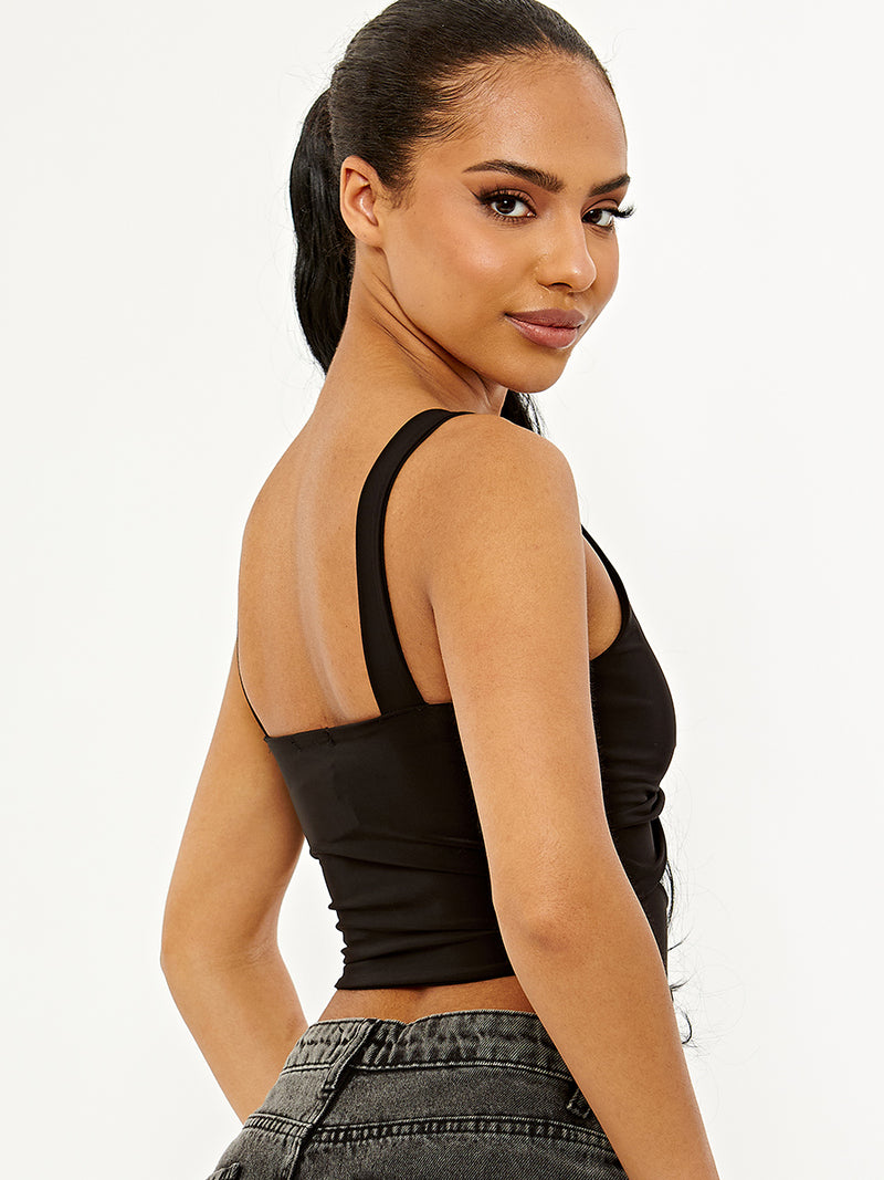Twist Knot Cut Out Strappy Crop Top