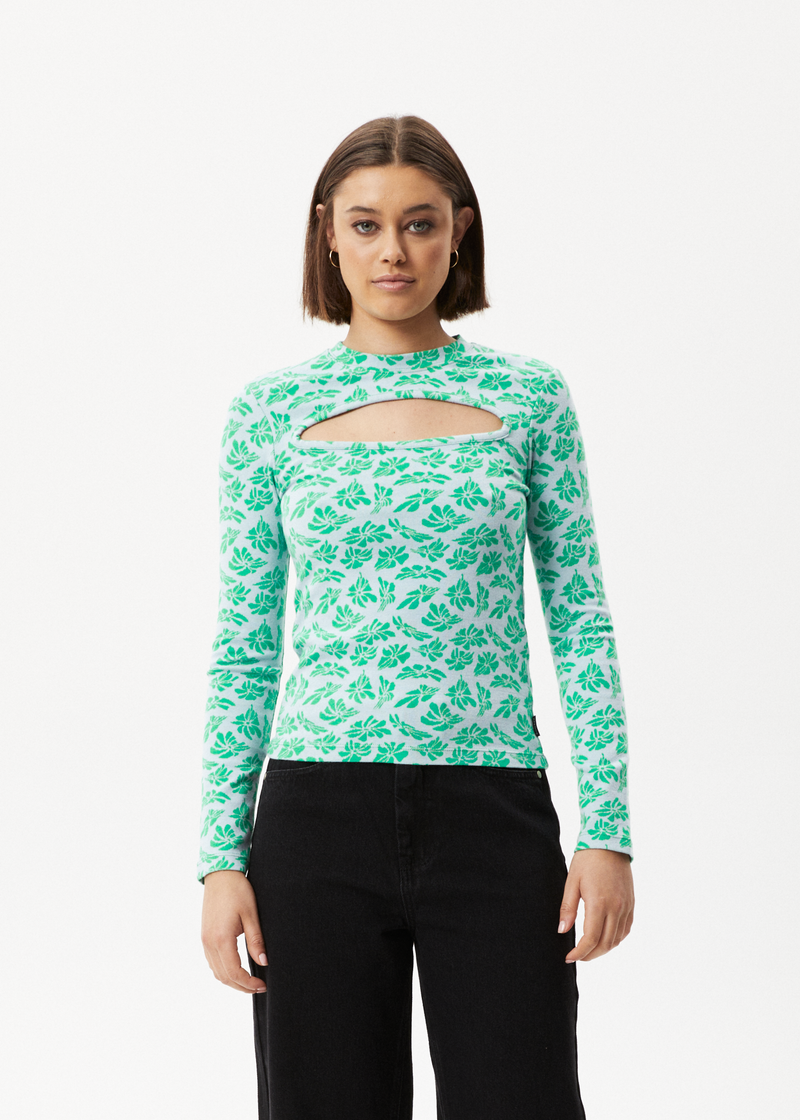 AFENDS Womens See You - Cut Out Long Sleeve Top - Powder Blue