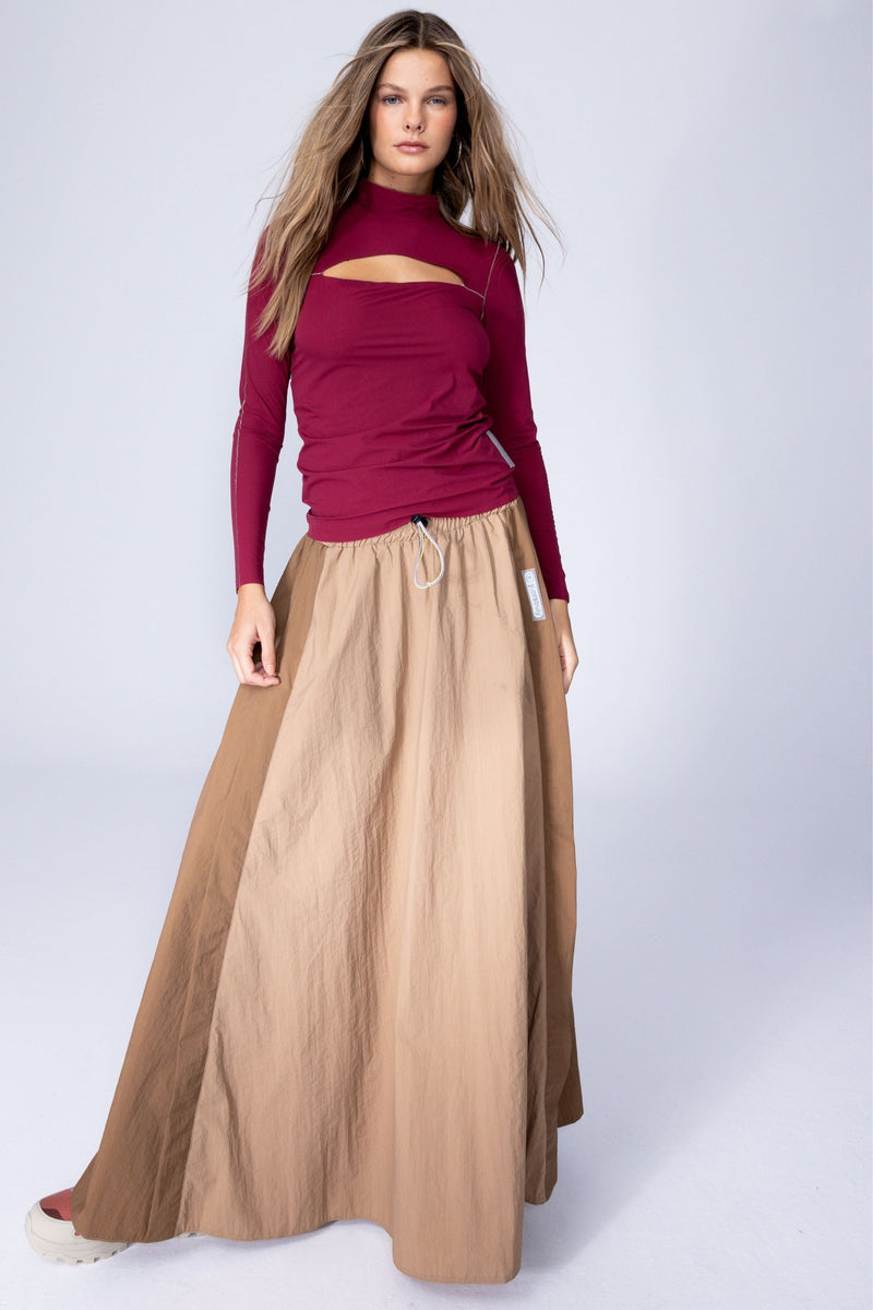 CREPE CUT OUT TOP - CHERRY RED