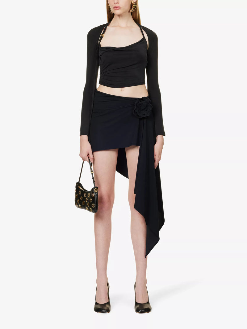 JACQUEMUS Le Haut Peplo Cut-Out Woven Black Top