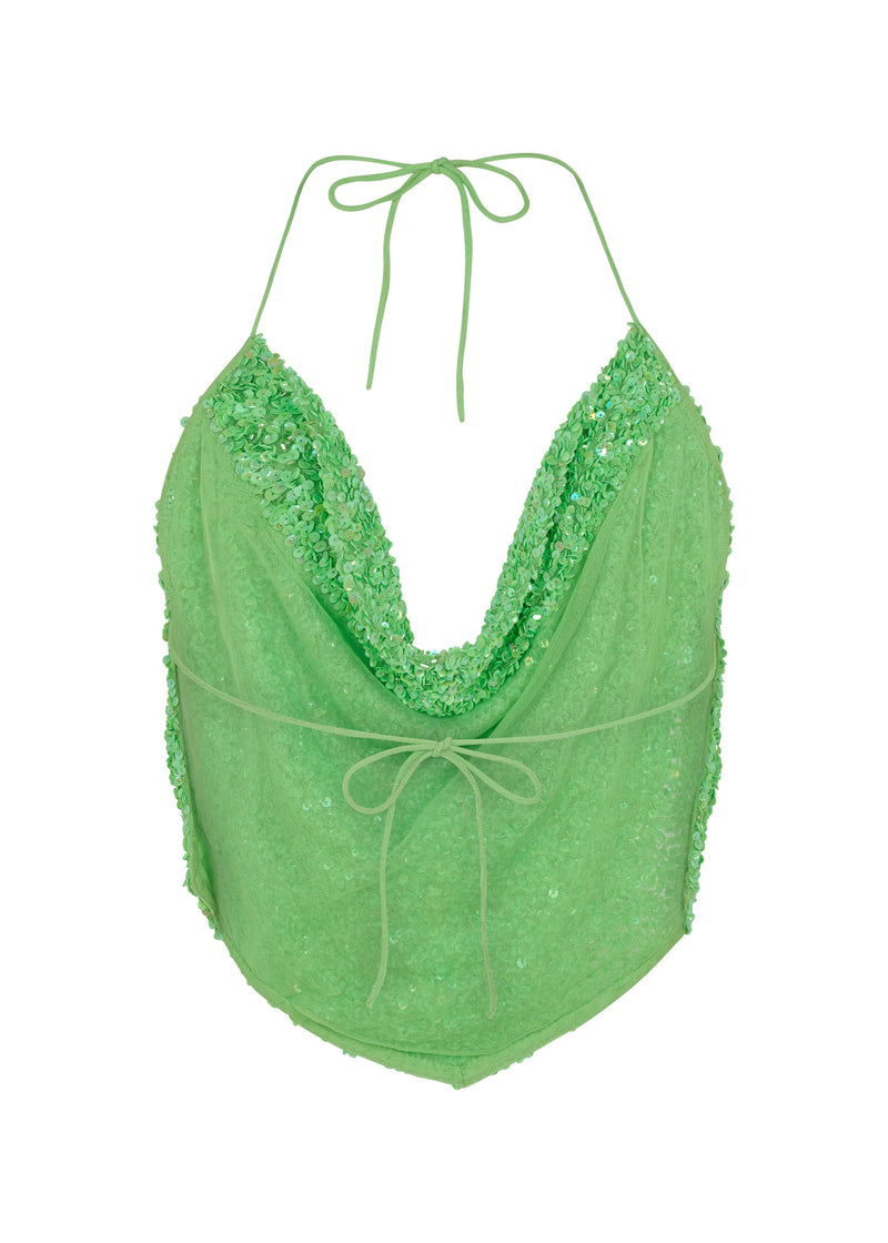 Green Leisha Backless Top