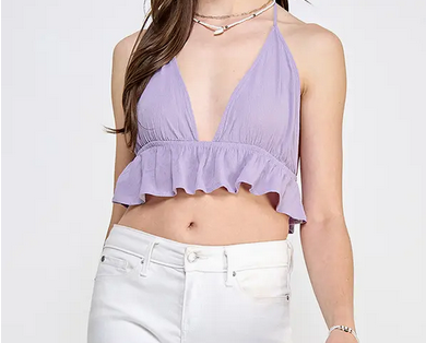 Women's Backless Ruffle Halter Top