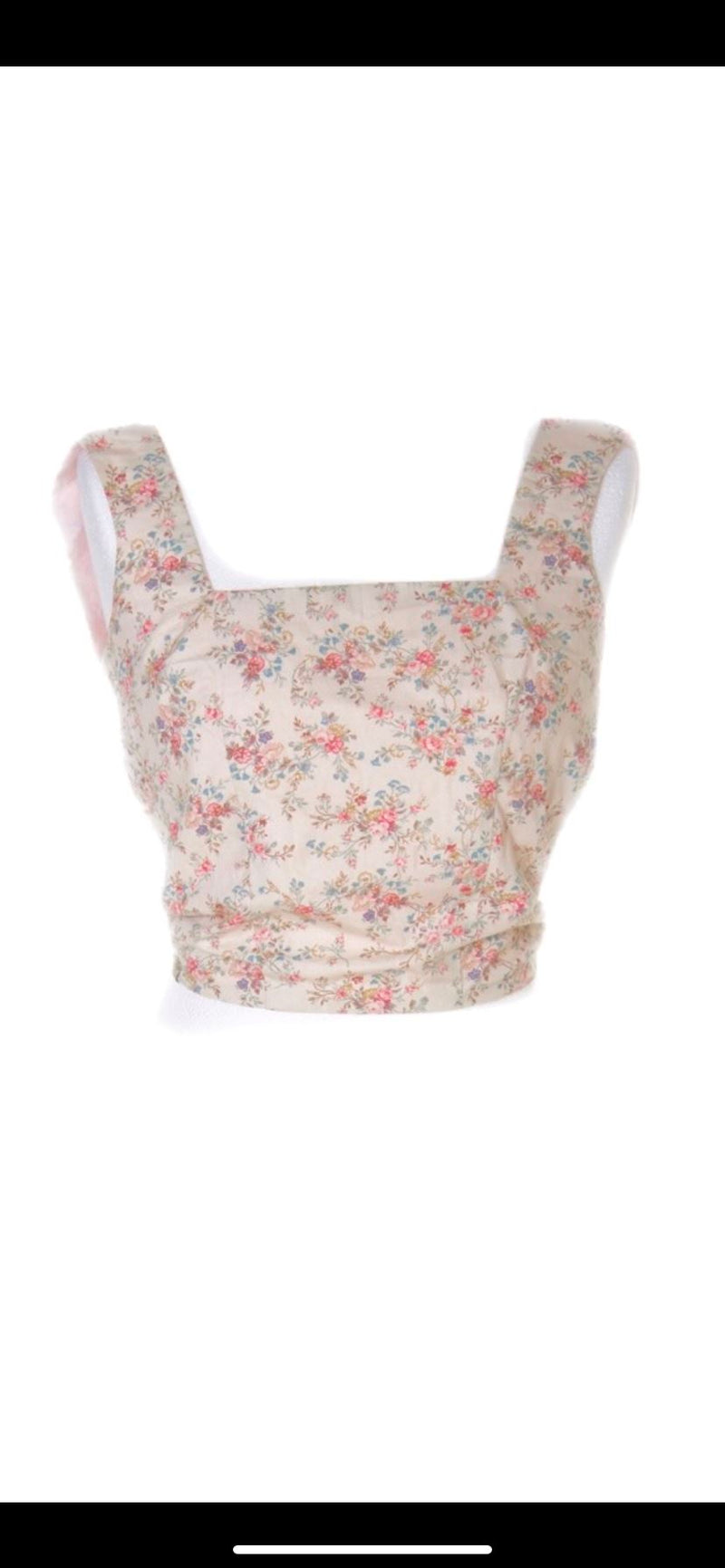 Floral and baby pink reversible backless bow top