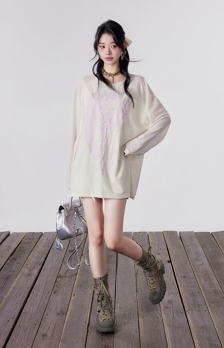 Loose Backless Strappy Long Sleeve T-Shirt LAC0153