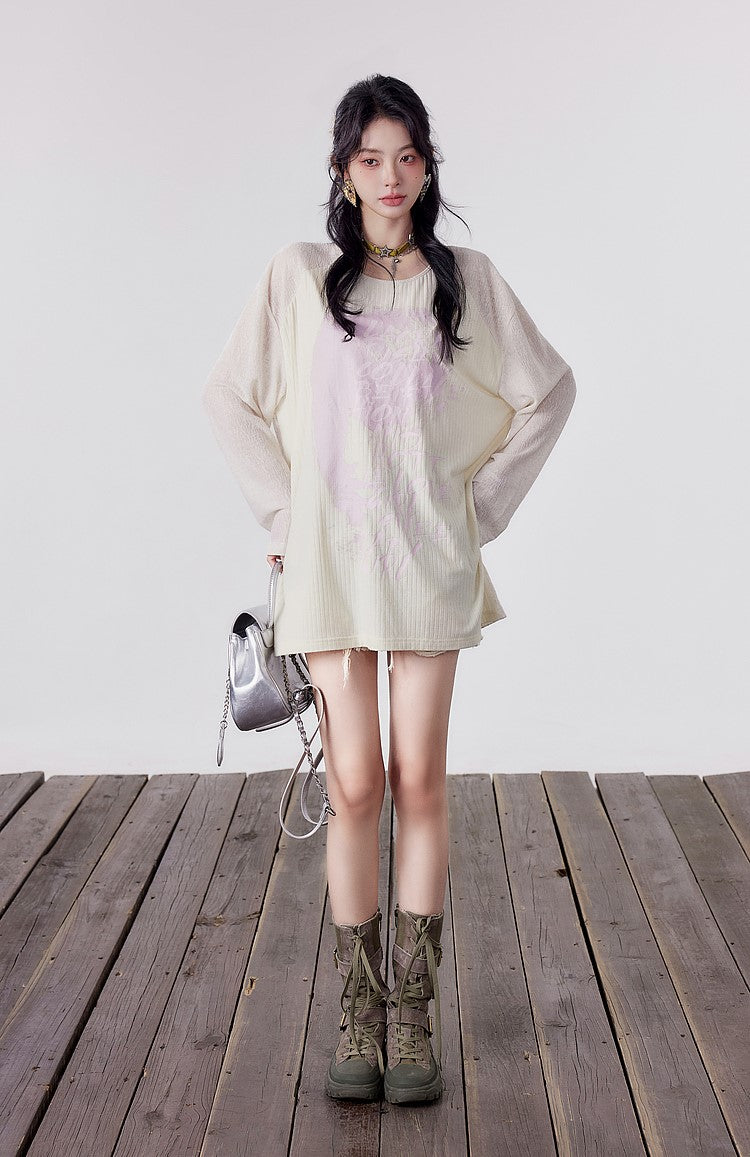 Loose Backless Strappy Long Sleeve T-Shirt LAC0153