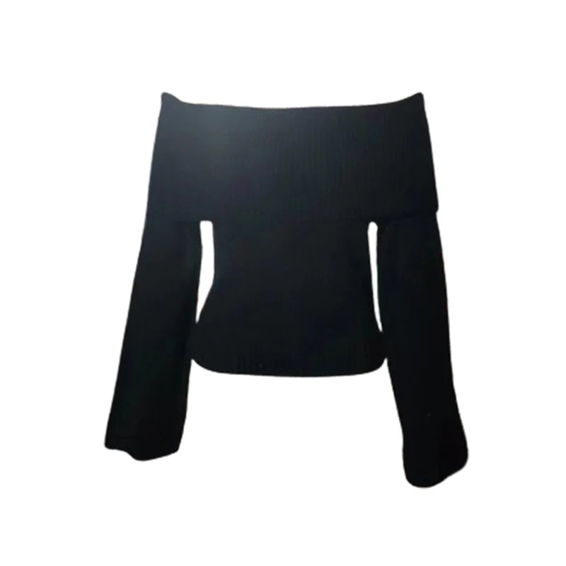 Tossy White Knit Sweater Pullover Female Off-Shoulder Slim Fashion Long Sleeve High Waist Backless Loose Knitwear Streetwear New
