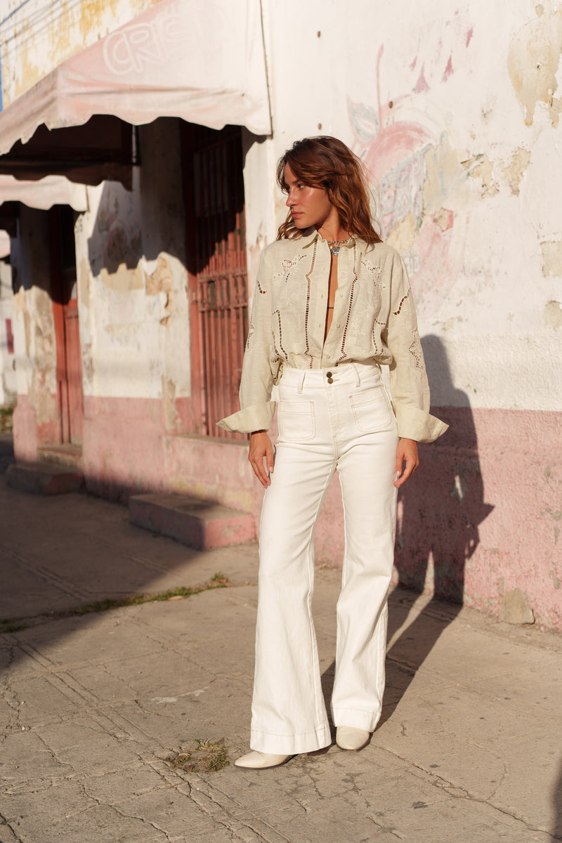 Jean Elena - denim blanc taupe