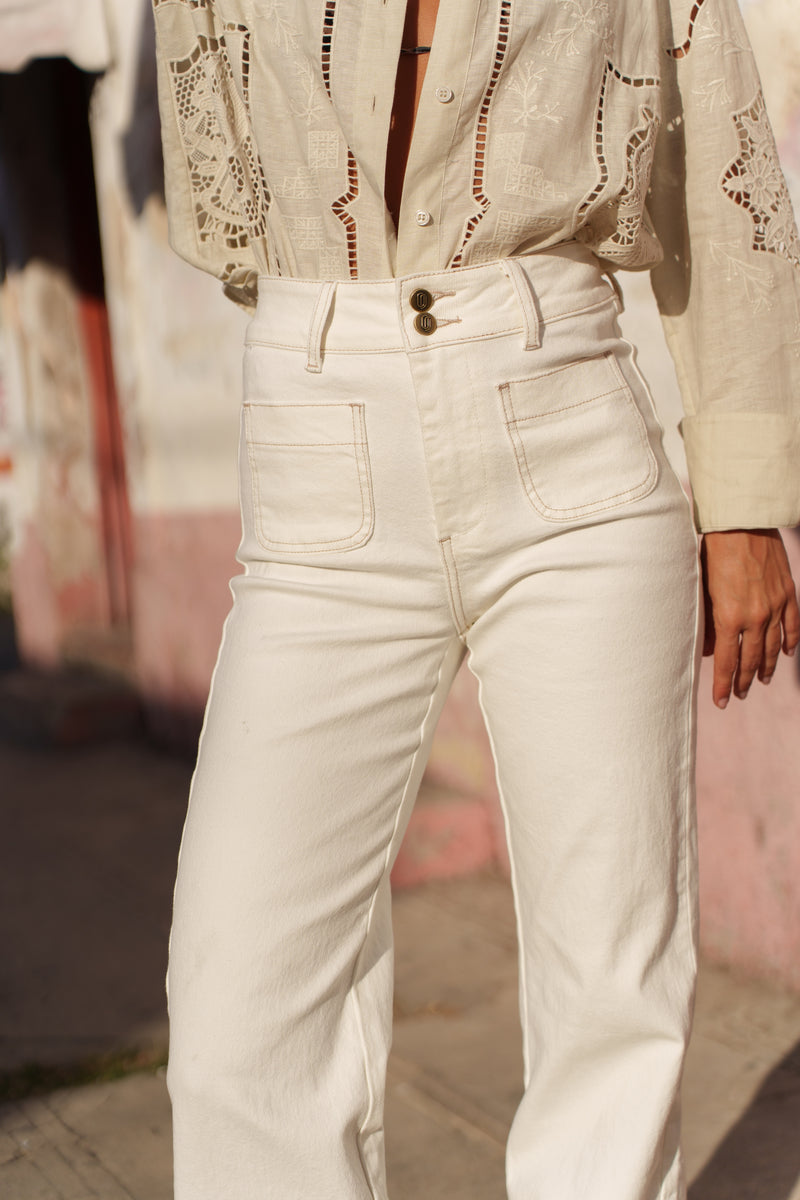 Jean Elena - denim blanc taupe