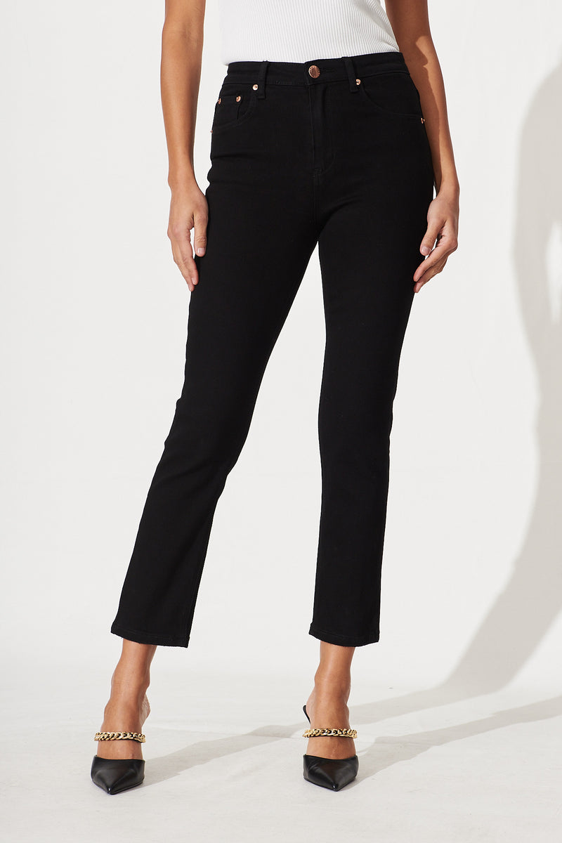 Ace Mid Rise Straight Leg Jean In Black Denim