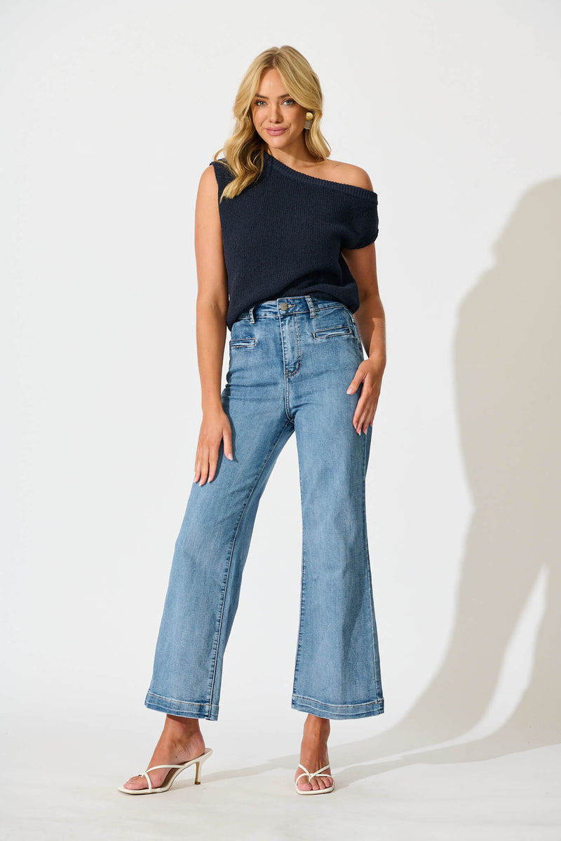 Waverley High Rise Wide Leg Jean In Light Blue Denim