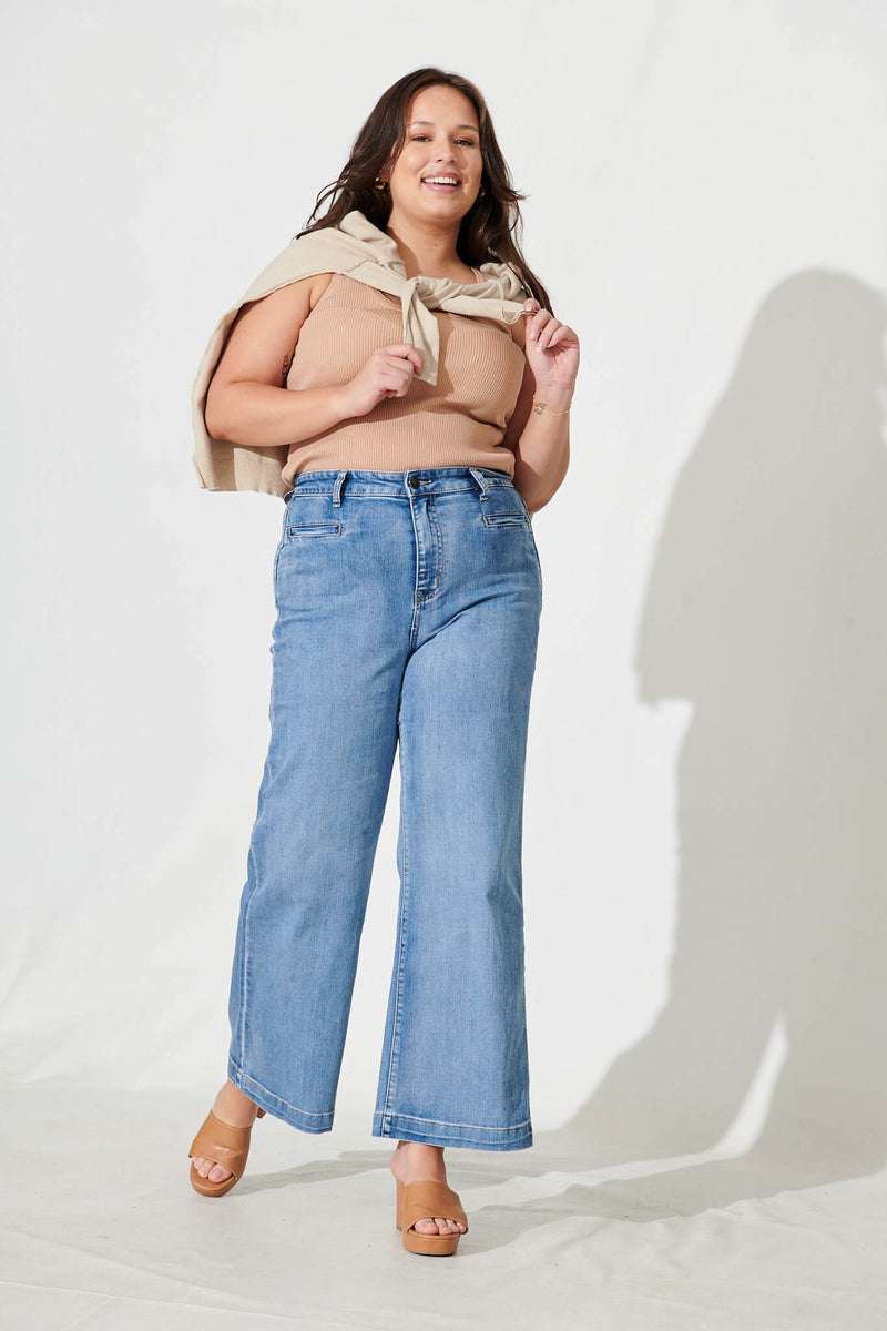 Waverley High Rise Wide Leg Jean In Light Blue Denim