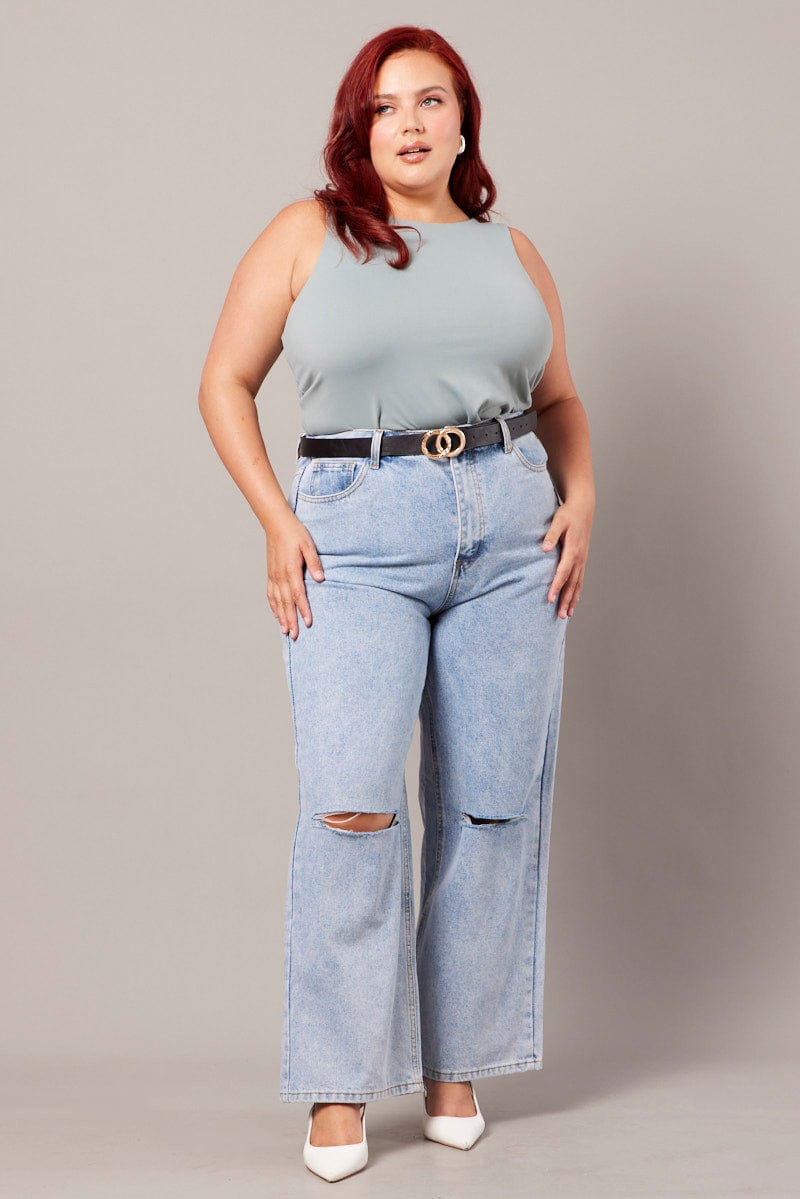Denim Straight Jeans High Rise