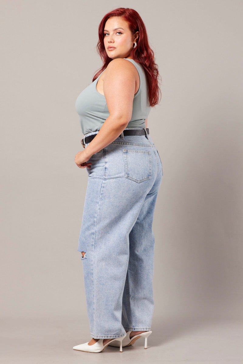 Denim Straight Jeans High Rise