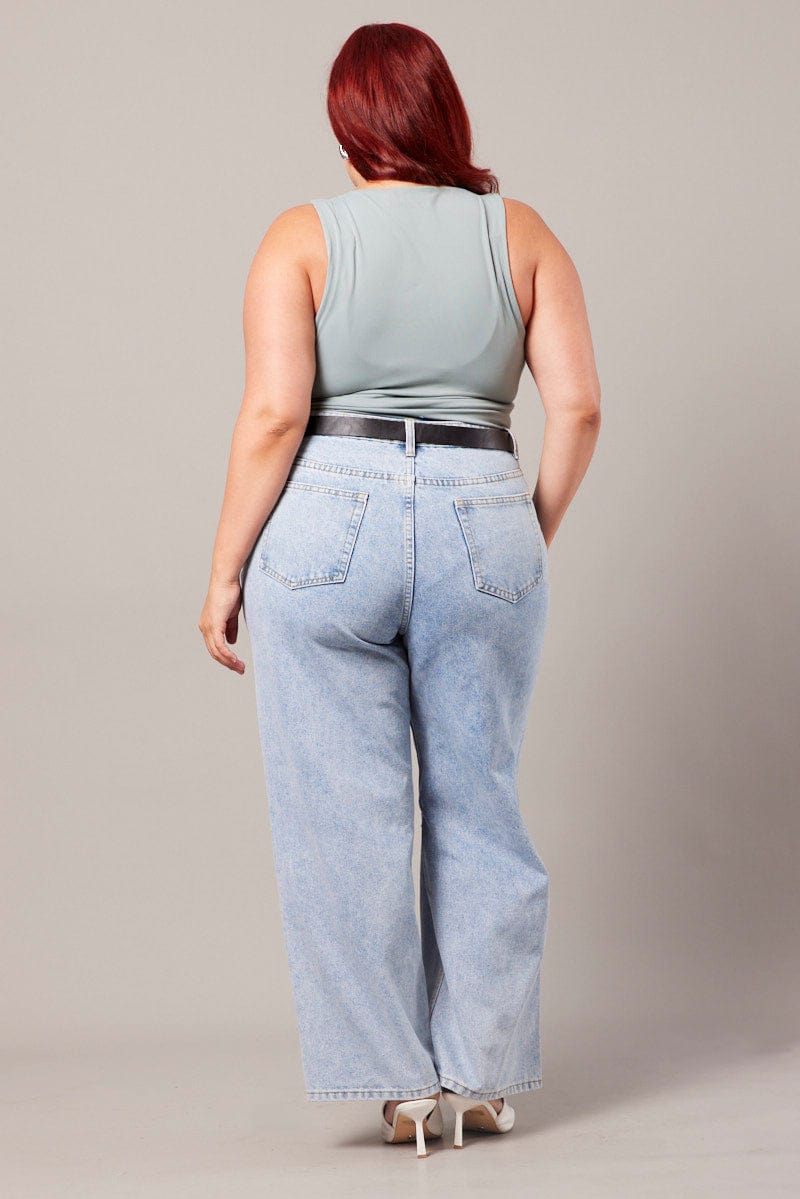 Denim Straight Jeans High Rise