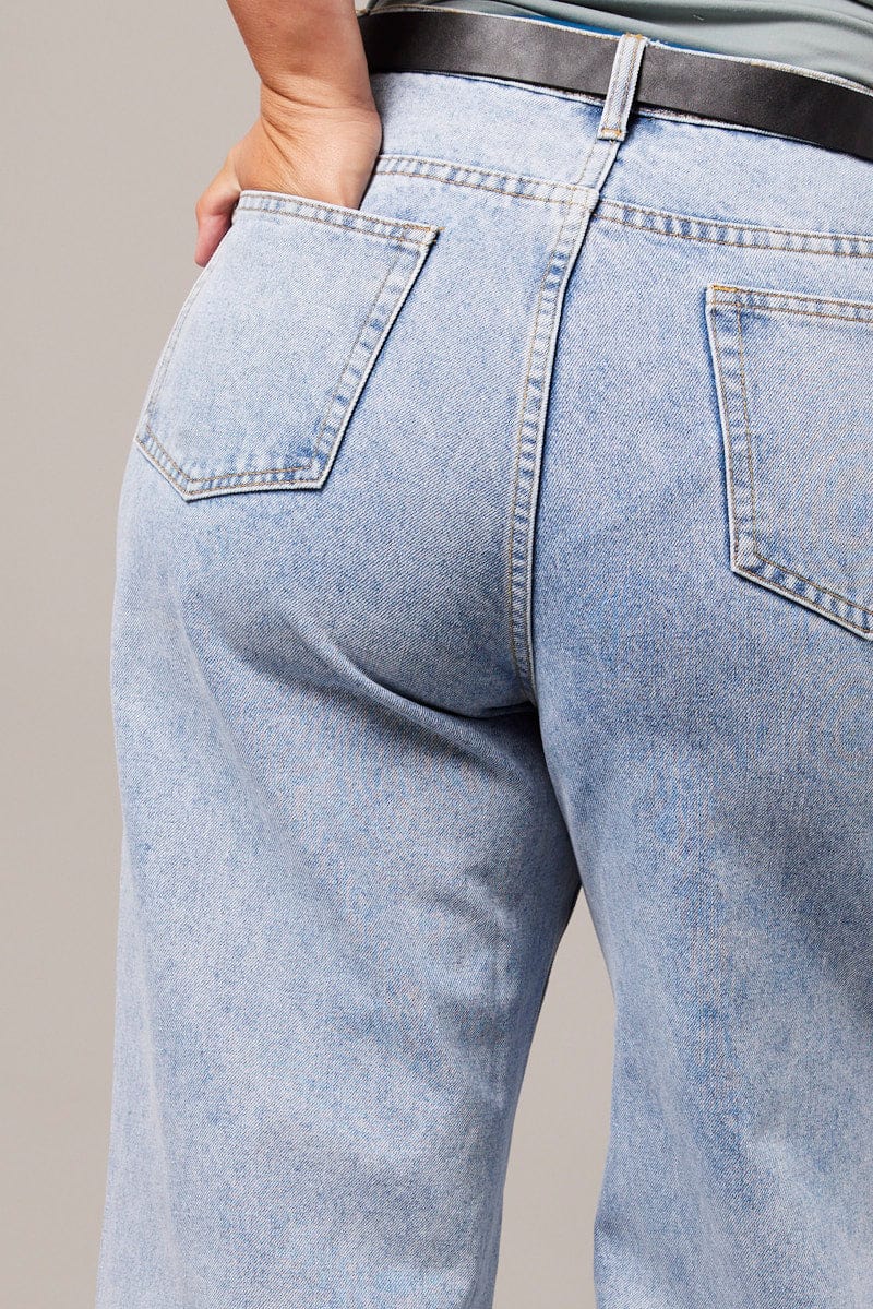 Denim Straight Jeans High Rise