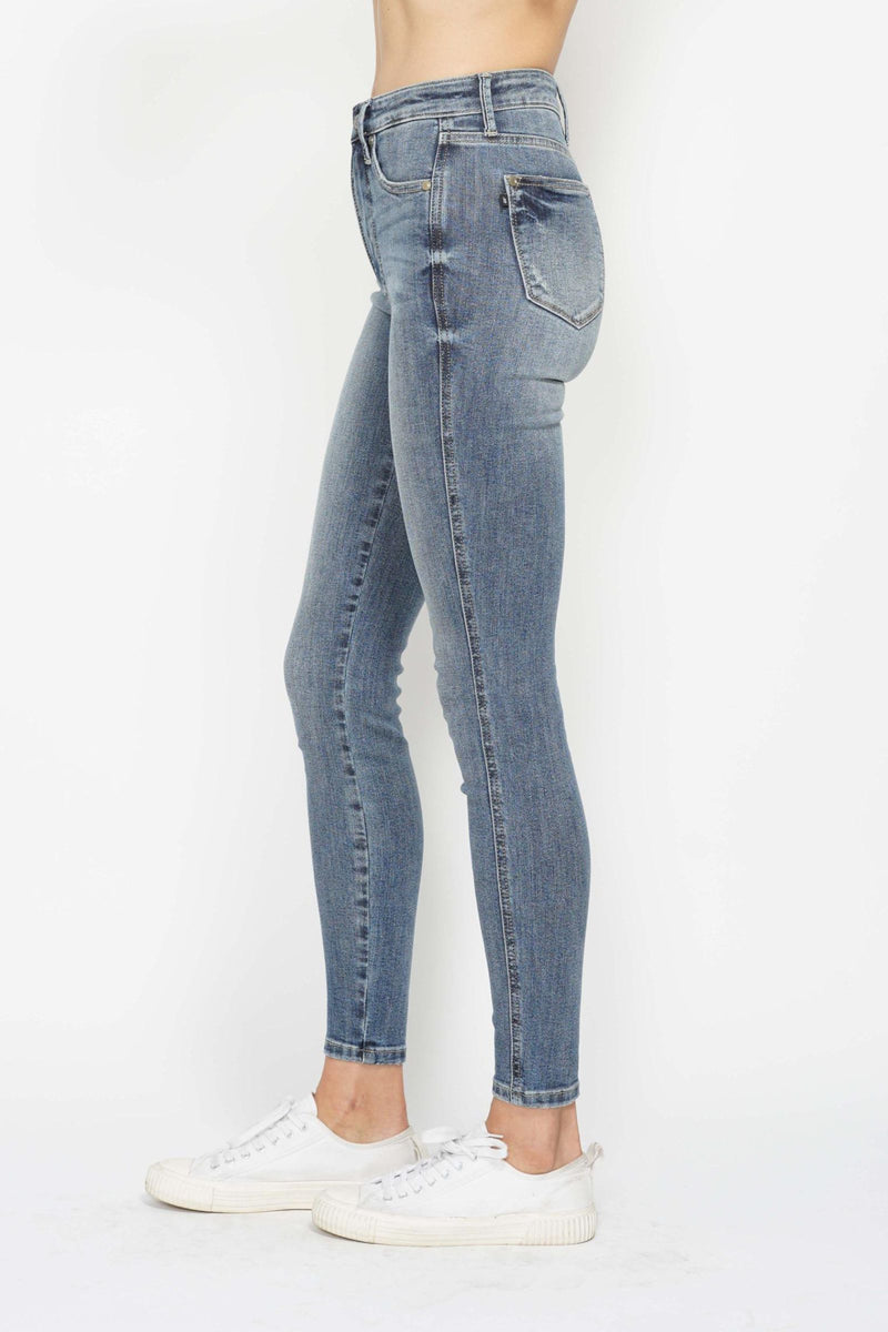 Judy Blue High Waist Tummy Control Contrast Wash Skinny Denim Jeans 88767