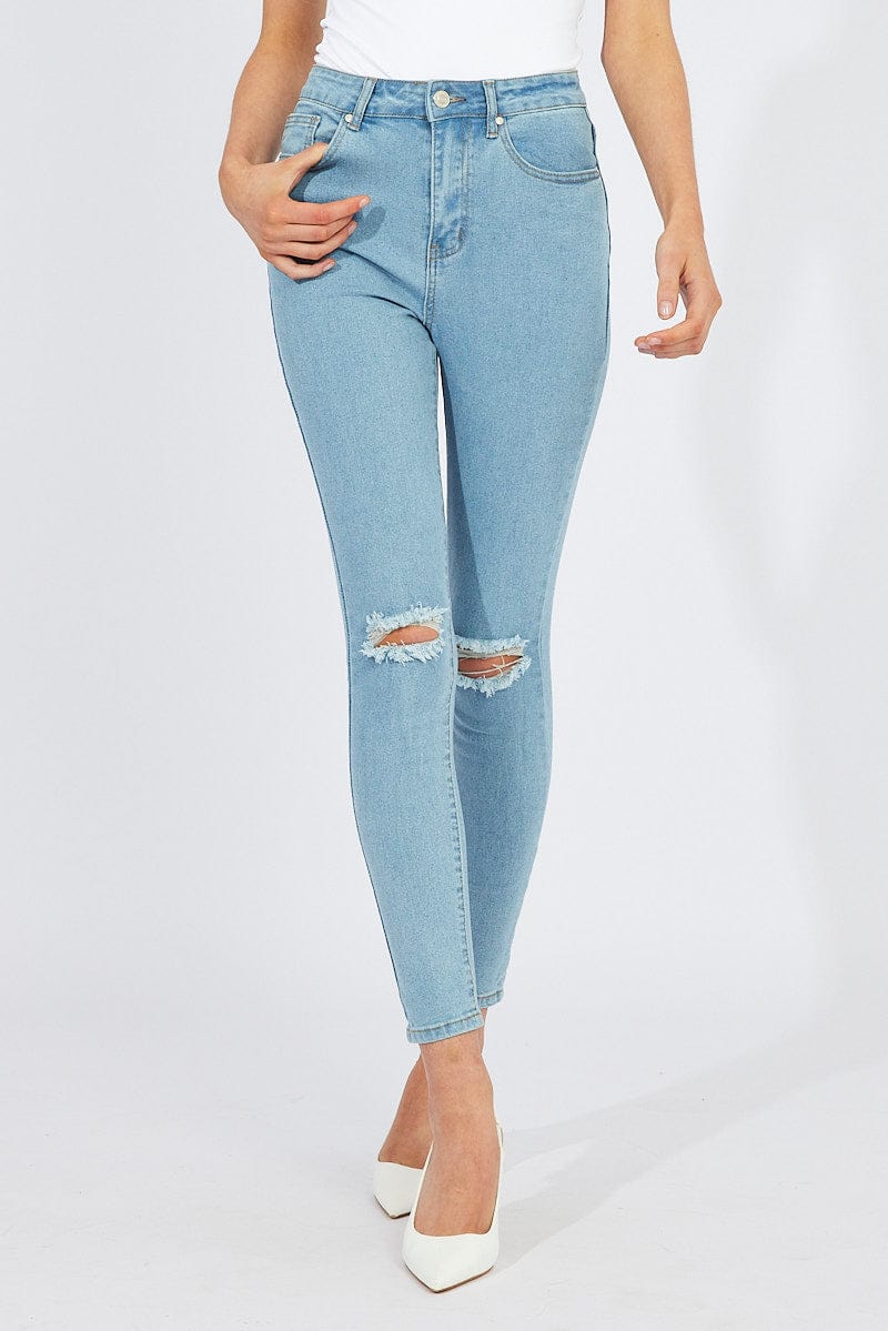 Denim Skinny Jeans Ripped