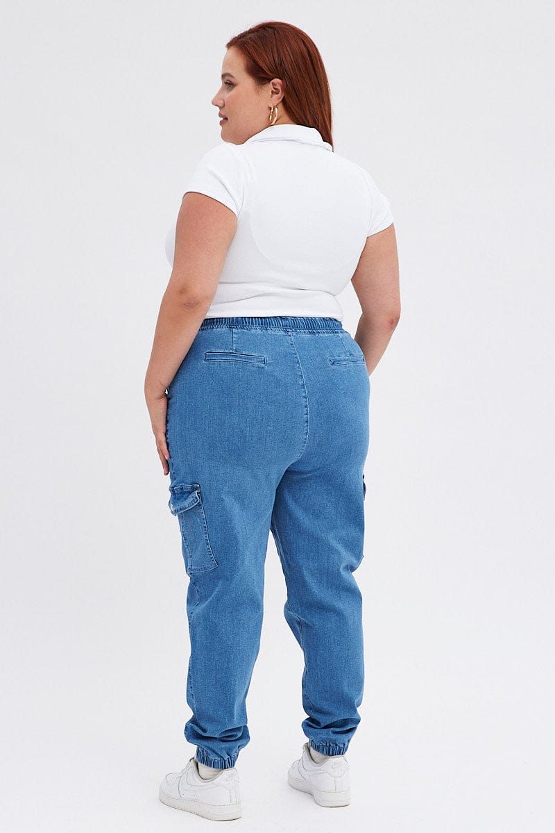 Denim Cargo Denim Jeans High Rise