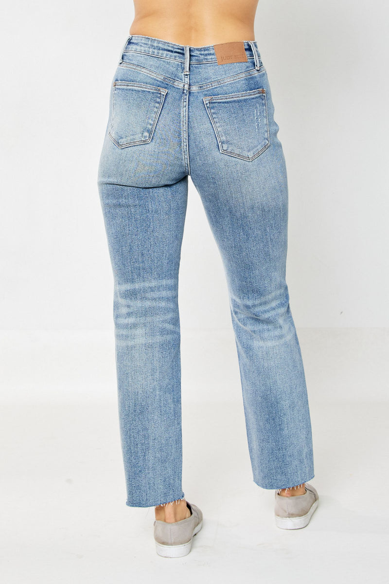 Judy Blue High Waist Rigid Magic Destroy Straight Denim Jeans 88736