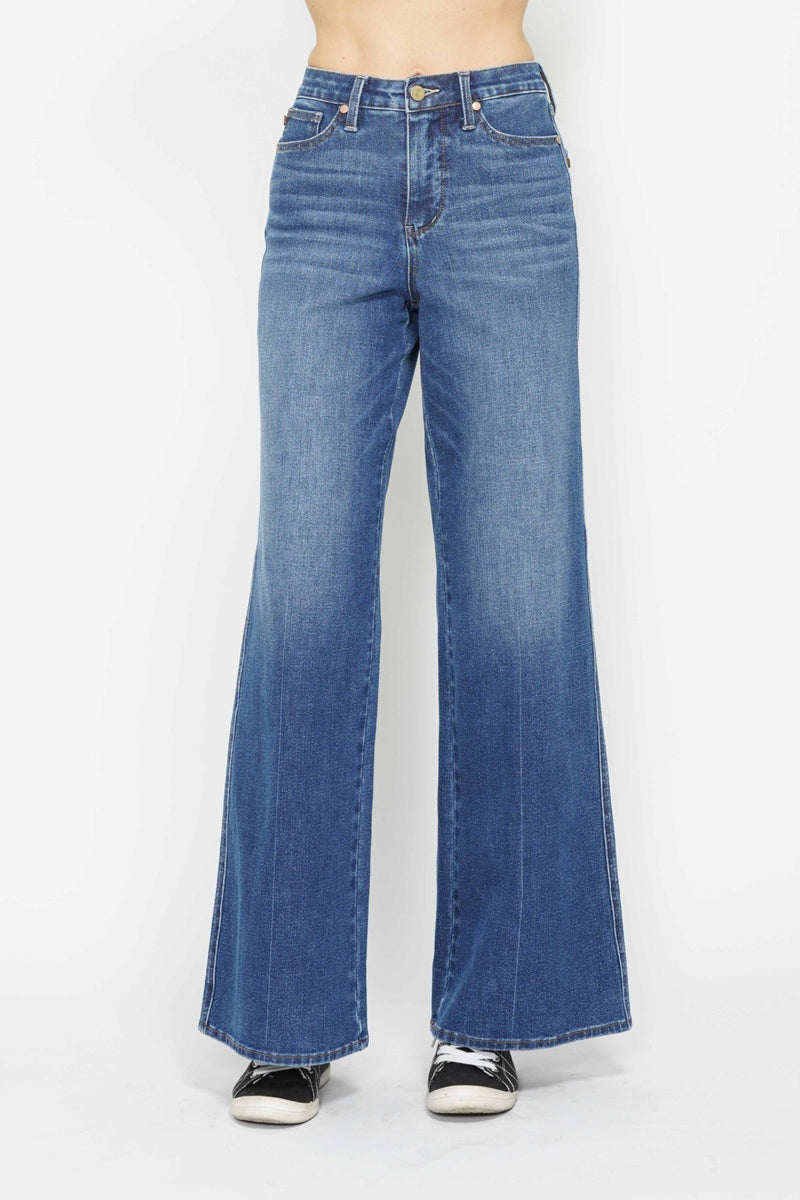 Judy Blue High Waist Tummy Control Retro Wide Leg Denim Jeans 88847